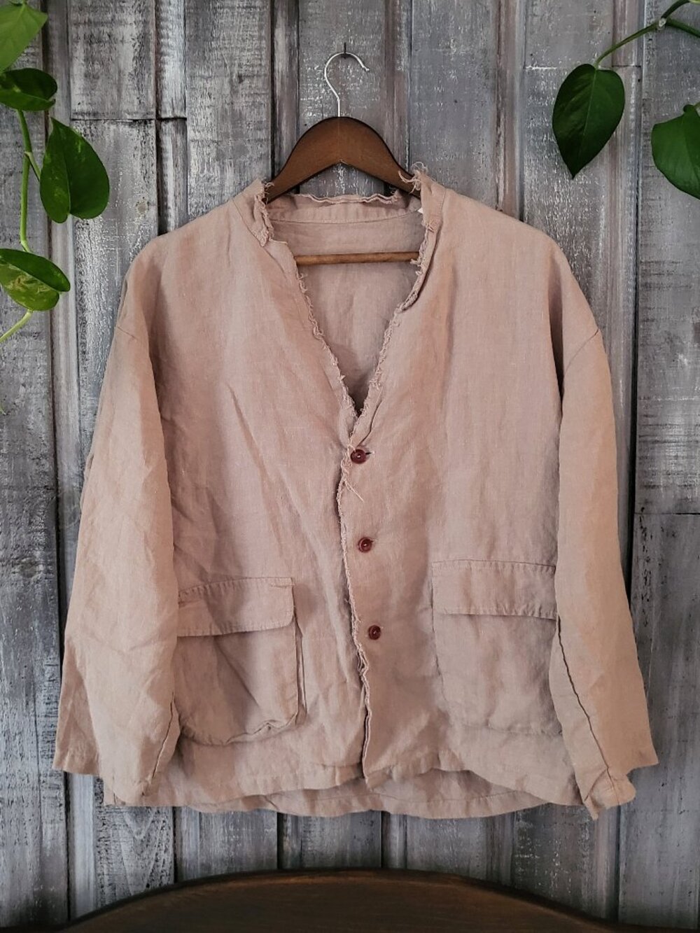 Cotton Jacket Dusty Pink Raw Edge